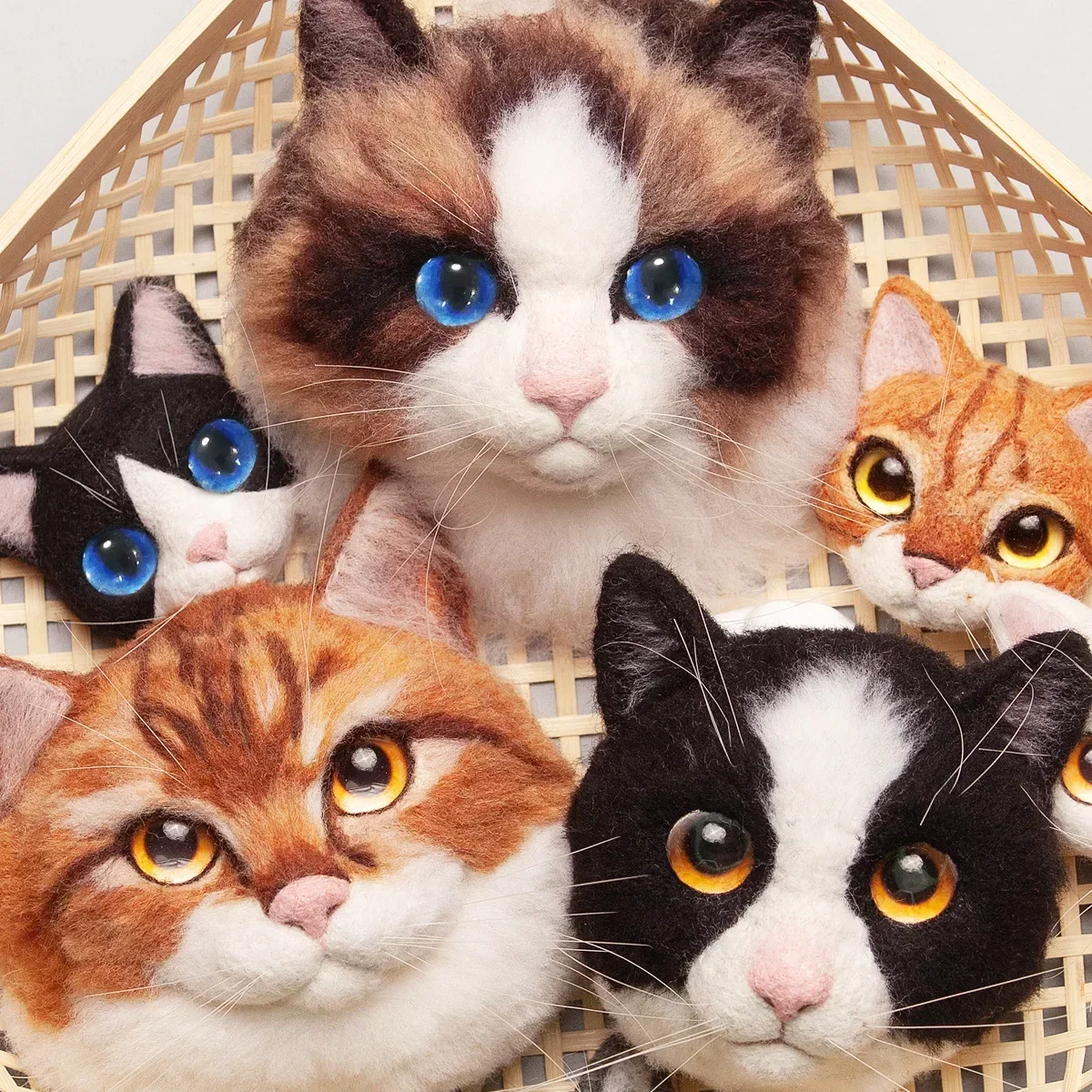 1 Set DIY Animals Cat Wool Needle Felting Material Package Wool Felt Craft Poke Set Handcraft Gifts Knit Crochet Cat Yarn