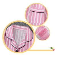 Sexy Sleepwear Women Plus Size Pink Striped Pajamas Bubble Crumpled Cotton Student Loungewear Long Sleeve Long Pants Nightwear - Image 4