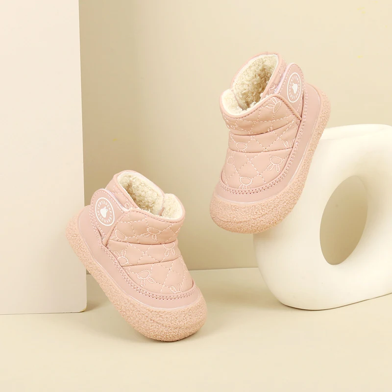 Baby Boys Girls Cartoon Rabbit Padded Winter Warm Boots Rubber Soles Non-slip Indoor Outdoor Walking Shoes 3