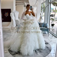 Eightree Formal A-Line Wedding Dresses Princess Strapless Ruffled Bridal Dress Boho Beach Wedding Ball Prom Gowns Custom Size 2