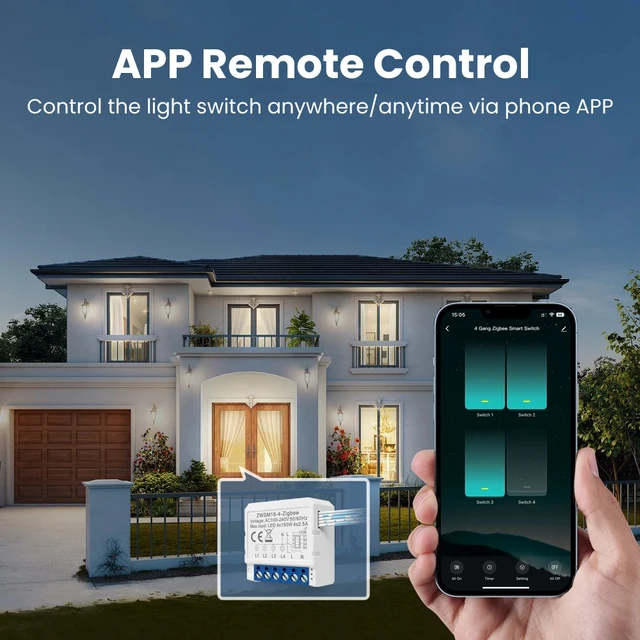 MIUCDA Tuya WiFi Zigbee Smart Light Switch Module Switching Breaker Neutral /No Neutral Wire Control Work with Alexa Google Home - Image 2