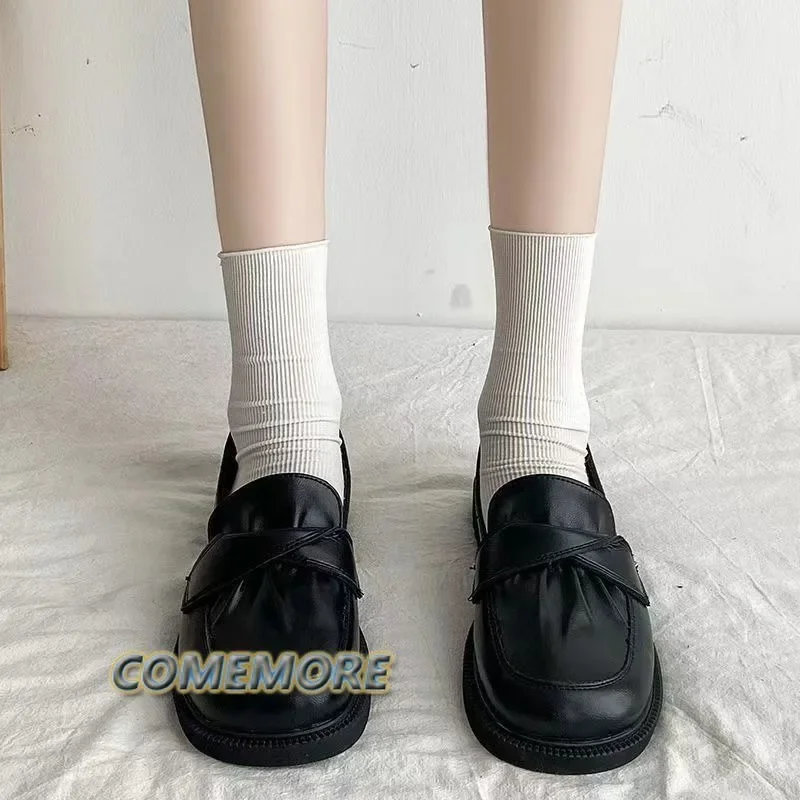 Creepers-Sapatos escolares de alta sola japonesa Nubuck Muffin para  mulheres, pequenos apartamentos grossos, flatforms de dedo do pé redondo,  com renda, tamanho grande, 33 - AliExpress