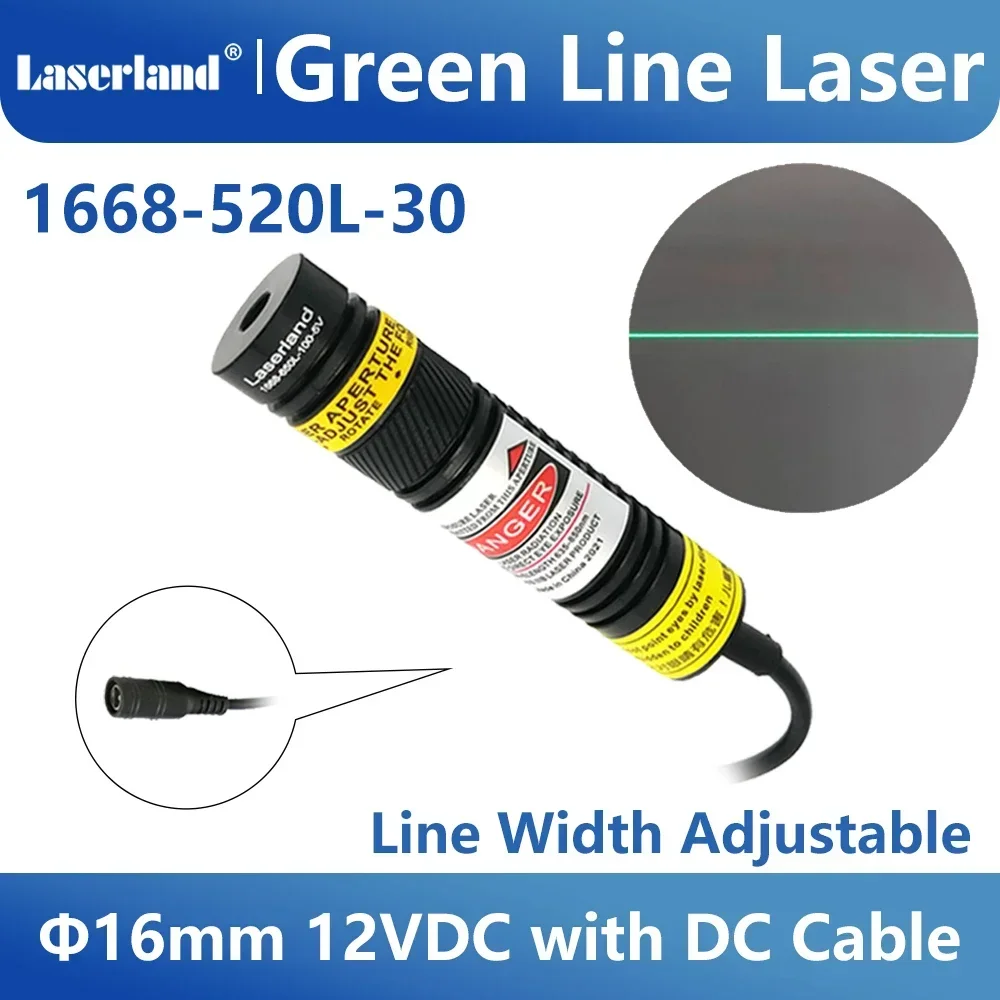Green Line Laser Diode Module Projector Glass Lens for Alignment of Cloth Wood Stone Cutting with DC