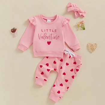 Toddler Girl Valentine's Sweatshirt & Pants Set 1