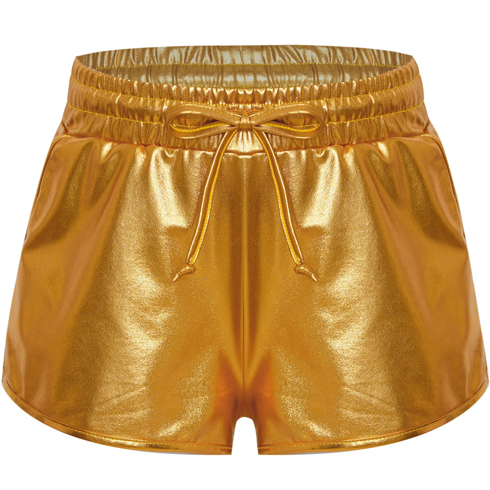 Metallisch glänzende Hip-Hop-Jazz-Tanz-Shorts für Mädchen, Kordelzug, elastischer Bund, Hotpants für Schule, Show, Cheerleading-Auftritt – Detail 35