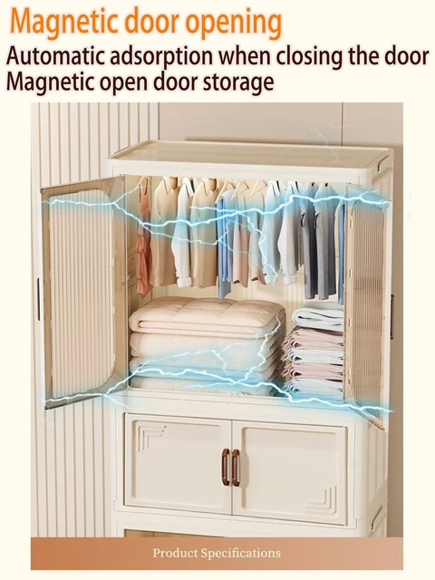 Armoire pliable de grande capacité multi-spécifications, facile à installer, organisateur d'armoire de rangement pour vêtements pour la maison 4