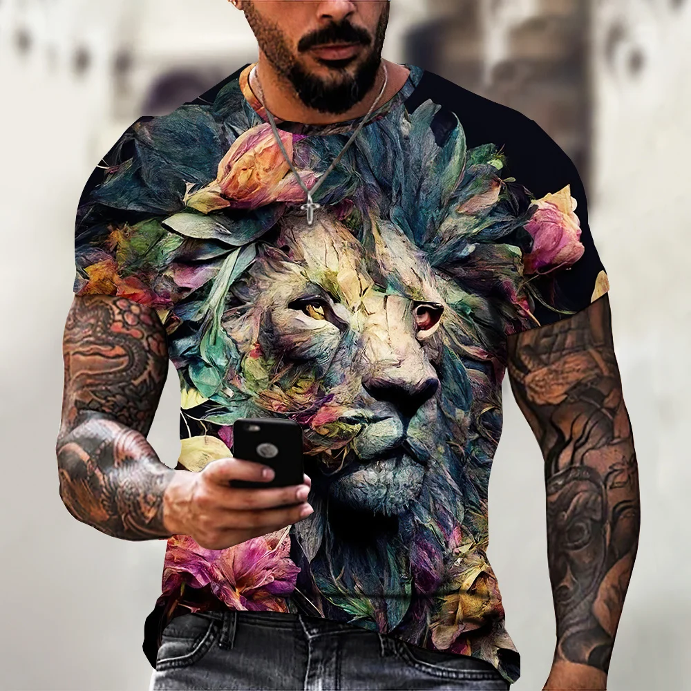 Tiger Print Top Men's T-shirt Harajuku 3d Tee Clothing
