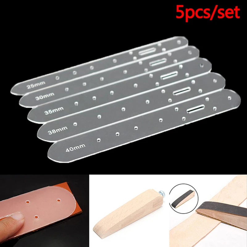 5Pcs/Set Leather Crafts DIY Plastic Leather Belt Buckle Head End Orientate Punch Hole Templates Stencil Tools