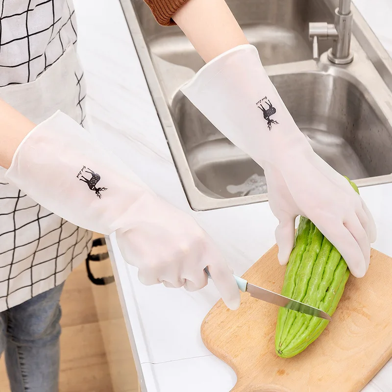 Dishwashing Gloves 1Pair Waterproof Rubber Latex Dish Washing Gloves Kitchen Durable Cleaning Housework Chores Dishwashing Tools Female