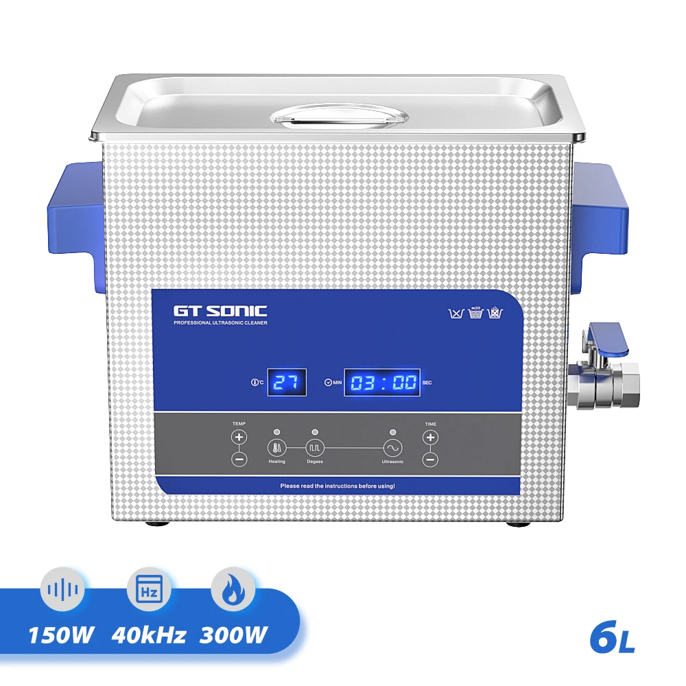 Gtsonic超音波クリーナーバス、金属バスケット付きデジタル