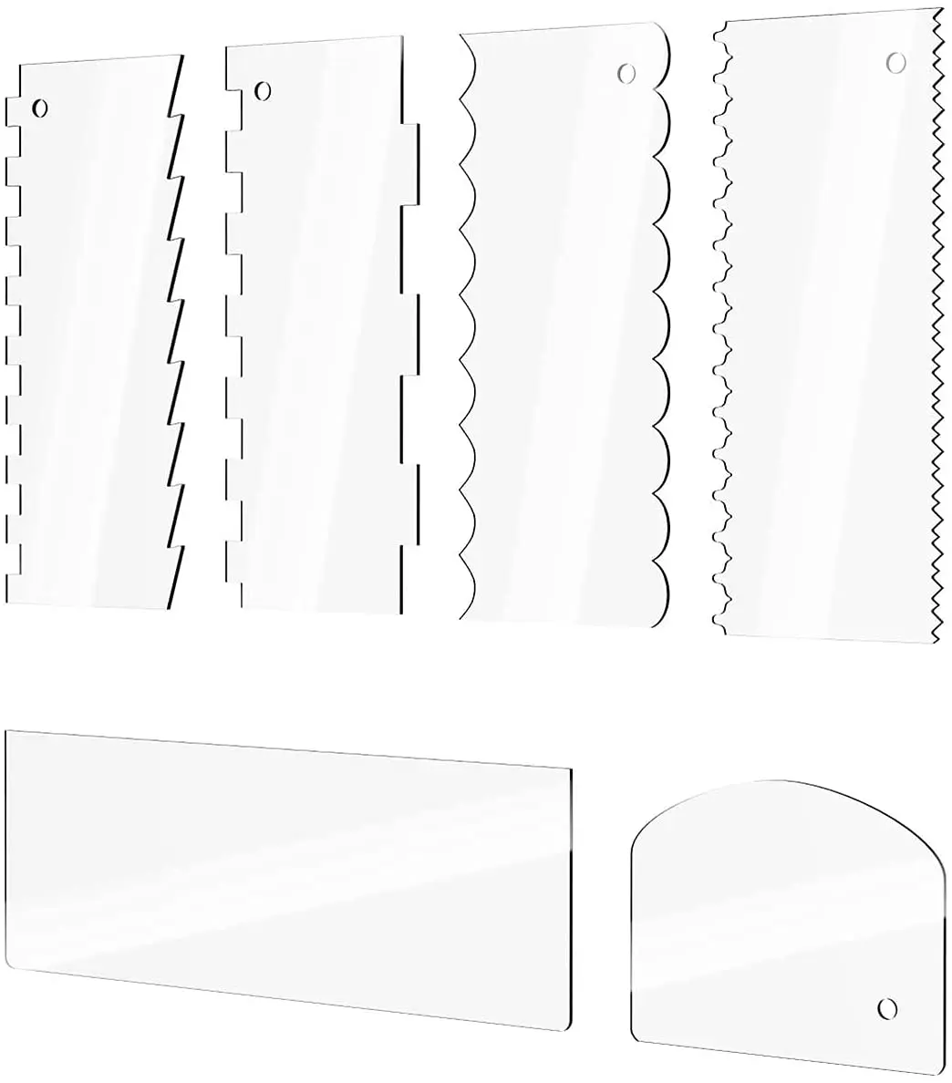 

6 шт. Прозрачная Акриловая глазурь, Матовый крем, большой скребок для торта, скребок для контуринга, расческа для края торта, инструмент для выравнивания, Кондитерский Резак