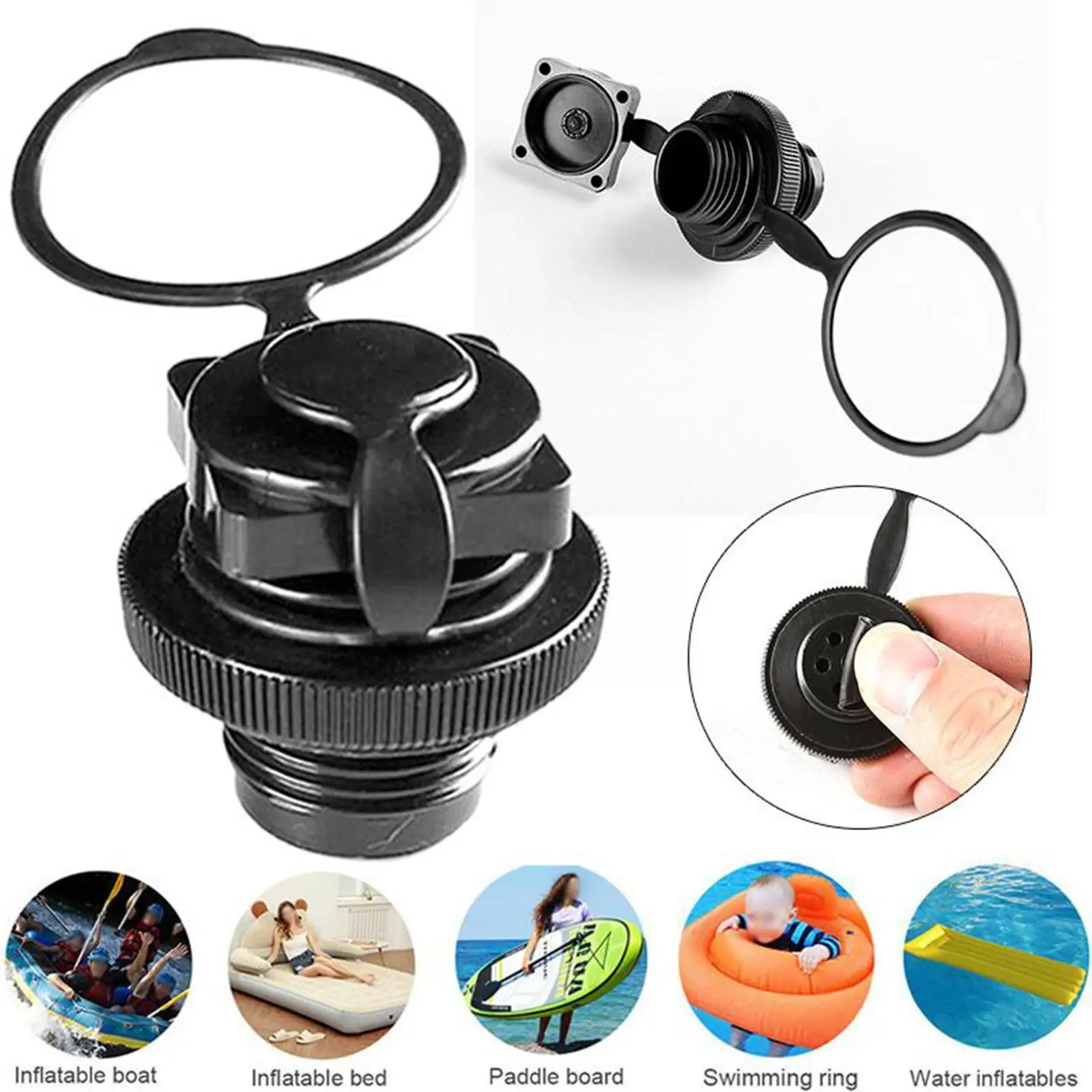 

2 In 1 Inflatable Boat Air Valve Caps Screw Pump Adapters For Fishing Boats Rowing Boat Replacement Air Plugs Y4W2