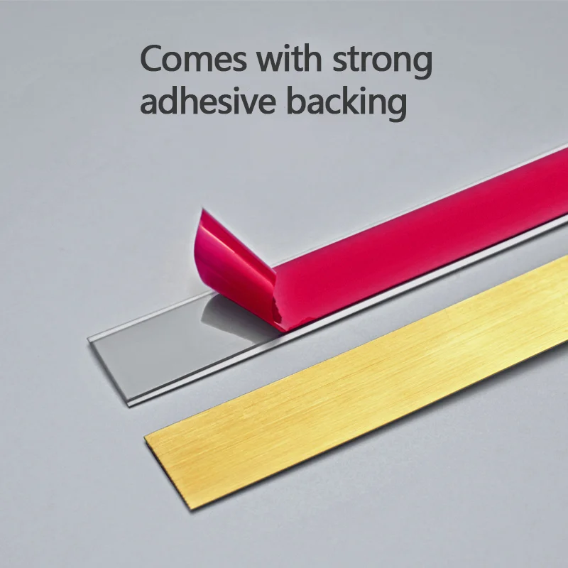 Elegant 6-Meter Brushed Stainless Steel Self-Adhesive Decorative Edge Strip