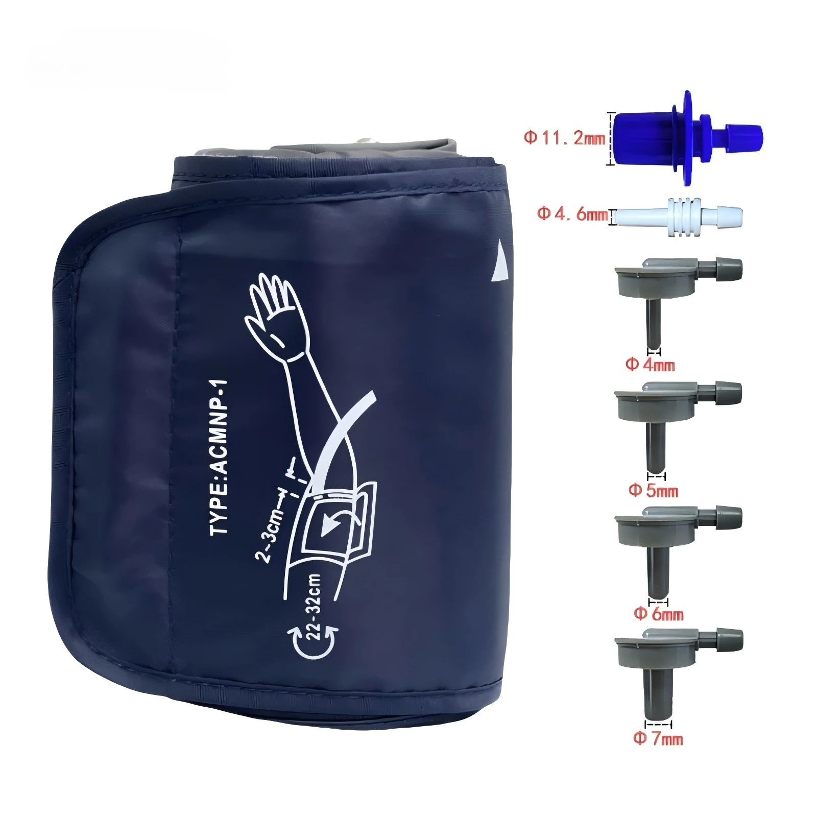 Adjustable Adult Arm Blood Pressure 17-22cm/22-32cm/22-48cm Cuff Big Size With 6pcs Connector Cuff Tube Blood Pressure Tonometer