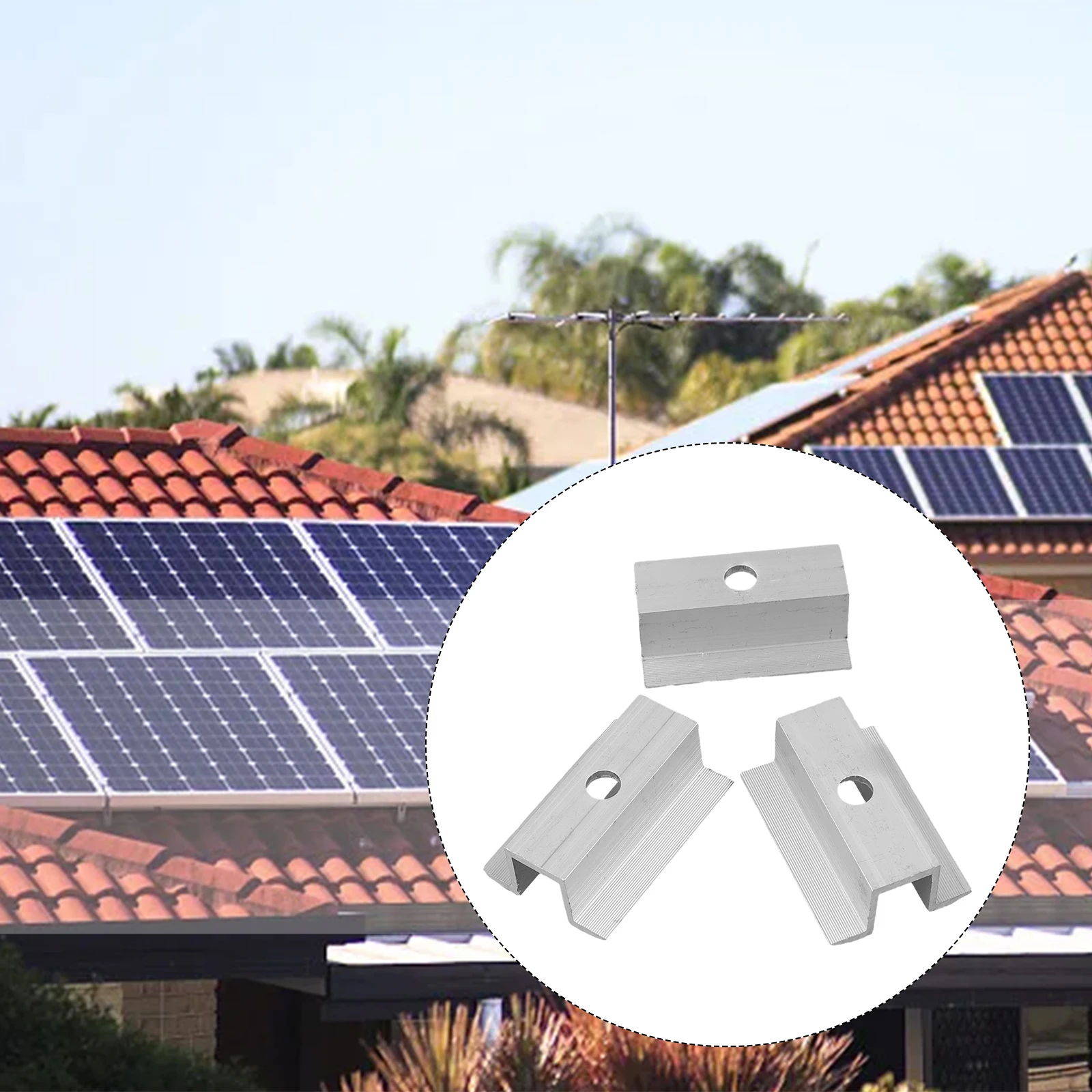 

Solar Middle Clamp PV Solar Power Supplies For Frame Height 25 - 50MM Longlifespan Aluminum Alloy Home Accessories