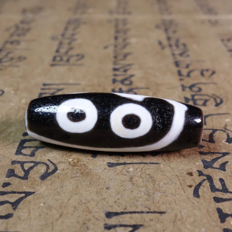 

Himalayan Black White Tibetan DZI Beads Old Agate 5 Eye Amulet Pendant GZI #3588