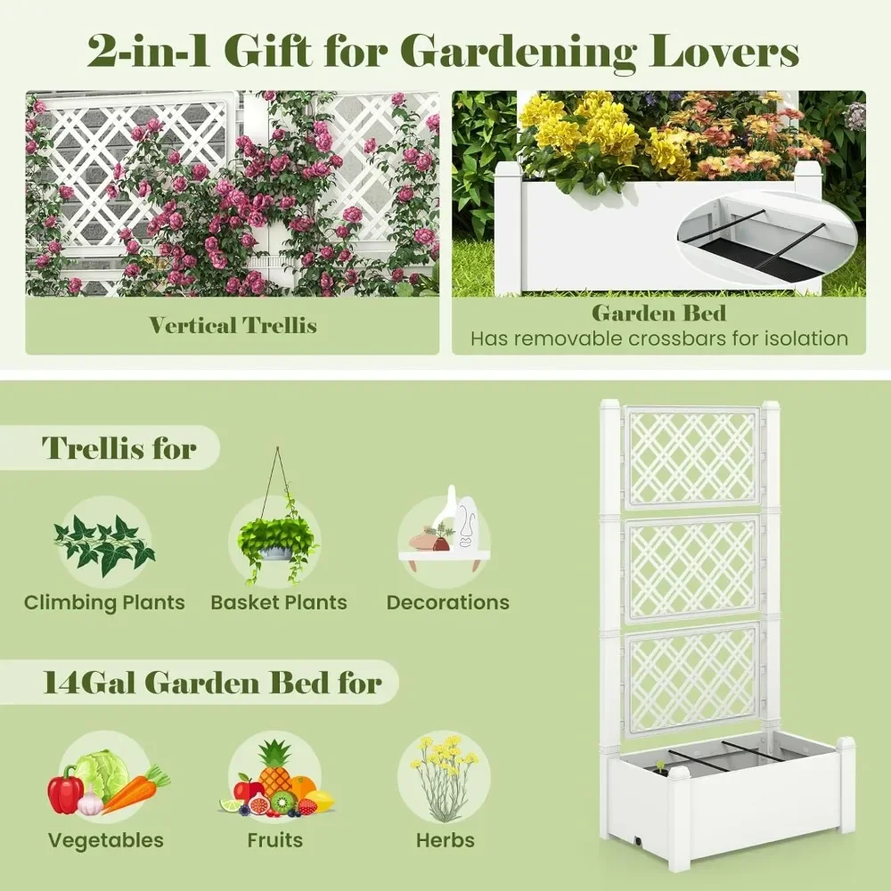 Self-Watering Raised Garden Bed Set with Trellis (2-Pack) 6