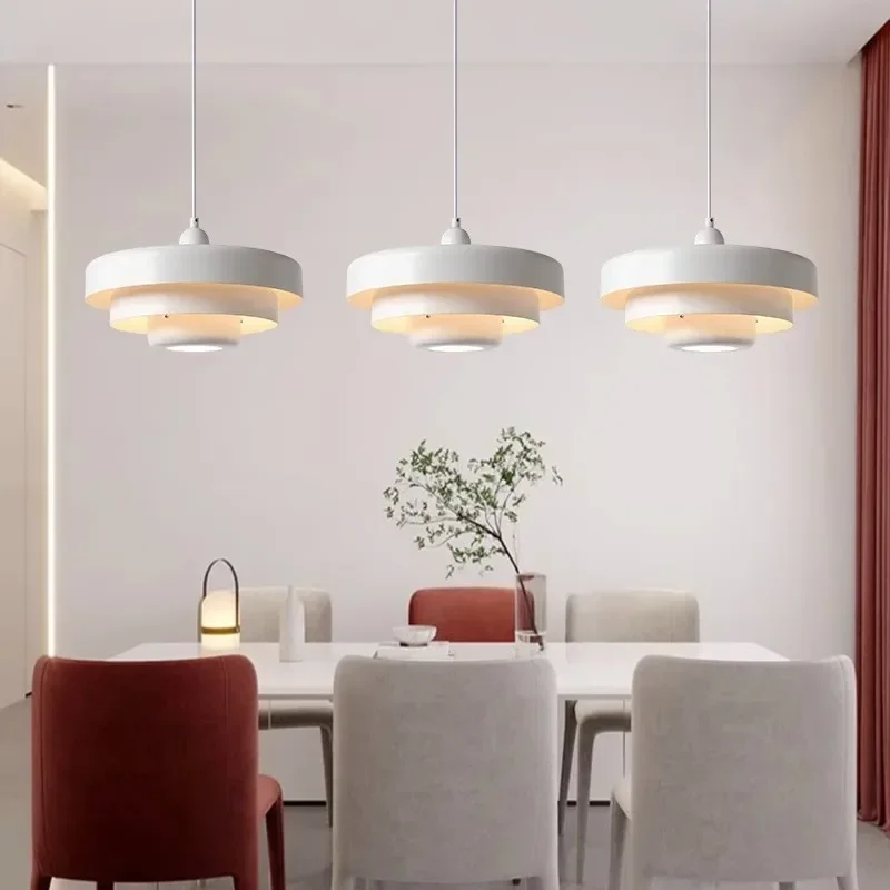Nordic LED Pendant Light Macaron Carbon Steel Aluminum White Dark Green Orange Illuminations For Restaurant Living Rooms Fixture 3
