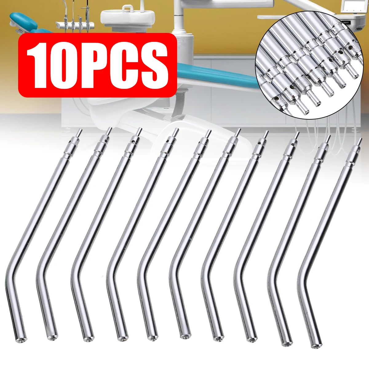 

10Pcs Dental Air Water Spray Syringe Nozzles Tips Stainless Steel Dental Syringe Spray Tips Nozzles for Teeth Whitening