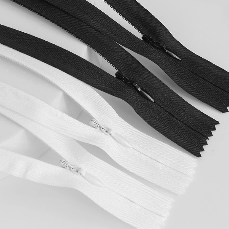 10pcs 3 Nylon Zippers Invisible Single Pulls Close Zip For Tailoring