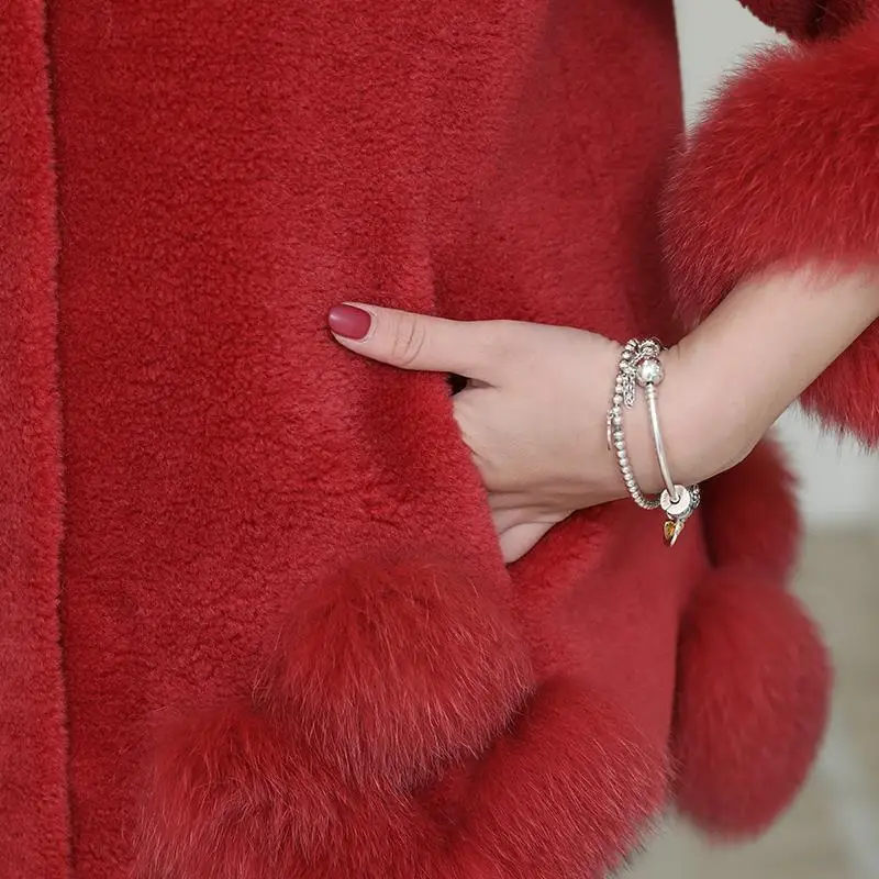 Women'S Cropped Fake Fur Coat Winter Fashion Thick Faux Fox Fur Collar Oversized Outwear Plus Size Sheep Shearing Warm Overcoat