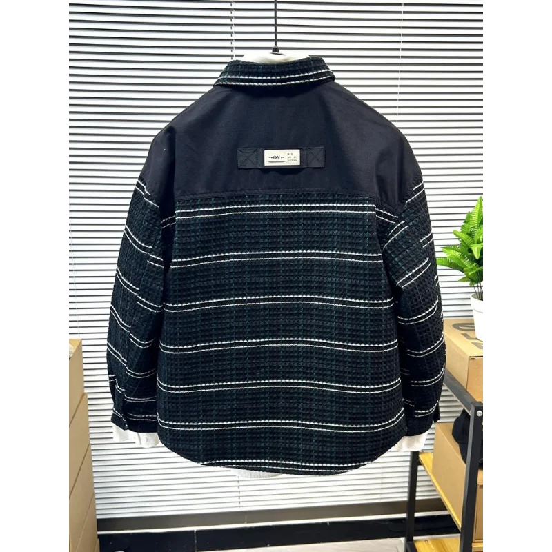 Giacca da camicia casual da uomo, vestibilità ampia, stile due pezzi, capispalla versatile e alla moda 2