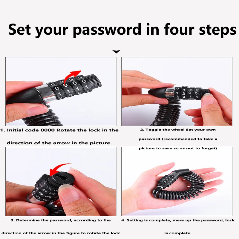Bicycle lock wire chain Bicycle mountain bike motorbike anti-theft combination lock luggage helmet universal locks Accessories 3