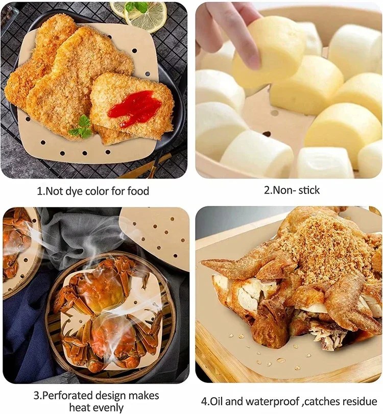 50/100 Pcs Square Air Fryer Parchment Paper Liners – Upgraded Disposable Baking Paper w... - SKU AFPL1943 - UGI Packaging