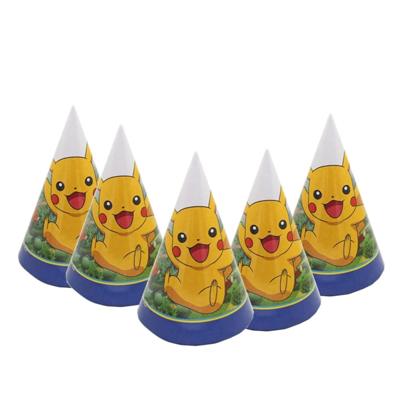 Pokemon Party Caps Pikachu Paper Hats Cartoon Figure Cosplay Hat Party Supplies Happy Birthday Toys Birthday Gift Favors