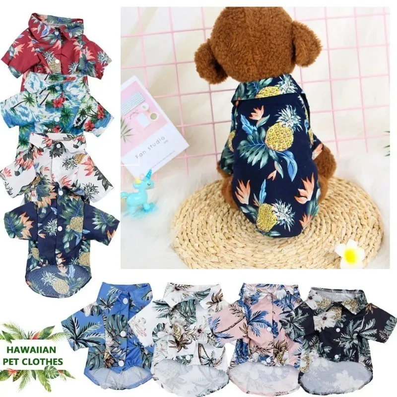 Pet Beach Pineapple Shirts Hawaiian Style Dog Clothes For Dog Cat Spring Summer Thin Breathable Puppy T-Shirt