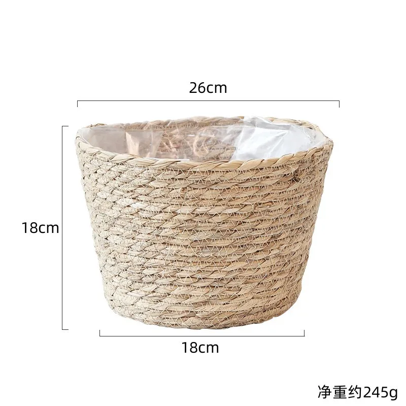 Handcrafted Straw Woven Flower Pot and Storage Basket