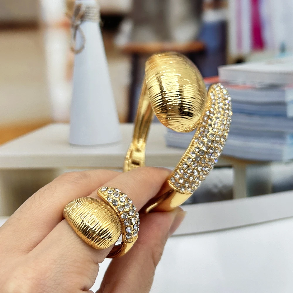 Bangles Rings Zircon Jewelry Bracelets Gold Color Water Drop Style
