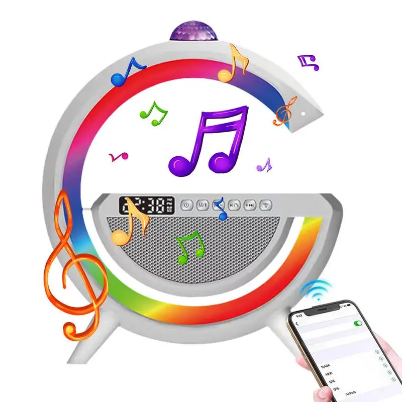 

Bedside Lamp with Speaker Dimmable Multi-Color Changing Night Light Portable Speaker with Mobile Phone Wireless Fast Charging