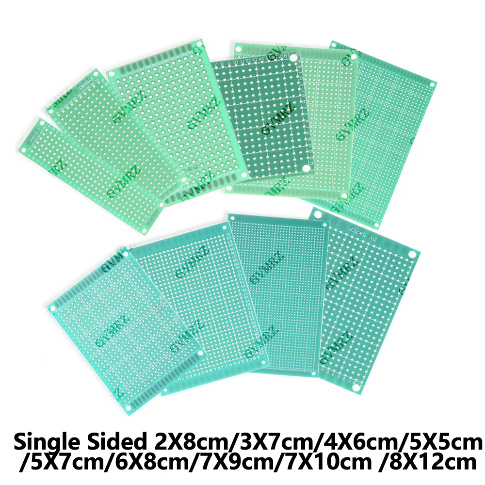 단면 4x6cm 3x7cm 녹색 PCB 프로토타입 보드 DIY 전자 프로젝트용 범용 스루홀 퍼포트보드 2x8cm