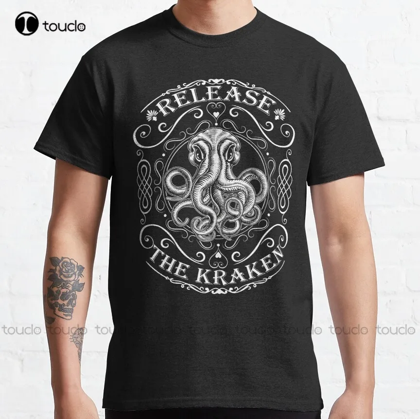 

Release The Kraken Classic T-Shirt Mens T-Shirts Custom Aldult Teen Unisex Digital Printing Tee Shirt Xs-5Xl Cotton Women Men