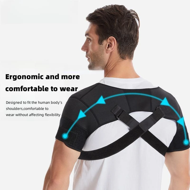 Double Shoulder Support Sports Compression Shoulder Pads Back Pain Relief Double Bandage Cross Compression Protector Sport Brace 6