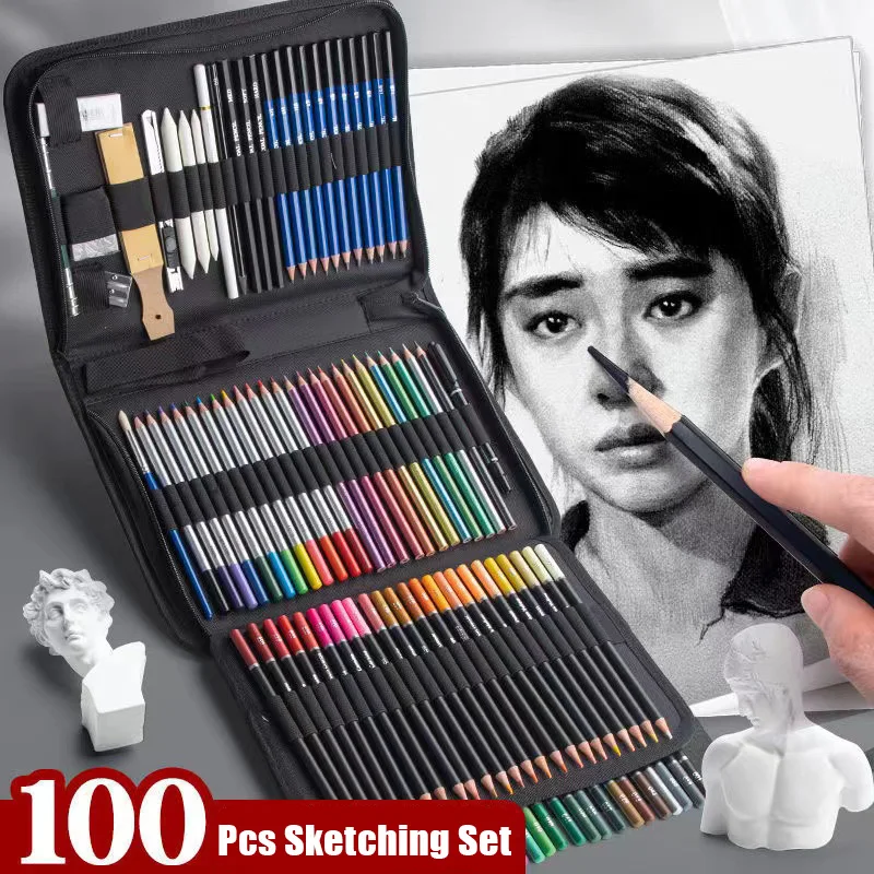 무한한 신상 연필, 잉크 없는 만년필, 예술용 스케치 그림, 어린이 선물용 카와이 문구 세트, 6개 8 스케치 펜 상자 미술 학생 드로잉 용품 도구 세트, 대용량 컬러 리드, 중학교 학생 드로잉 펜 상자