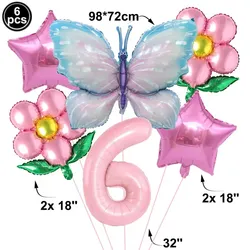 Pink Butterfly Balloon Set - 32 - inch Foil Number Balloons for Birthday or Baby Shower Decor (PURPLE)