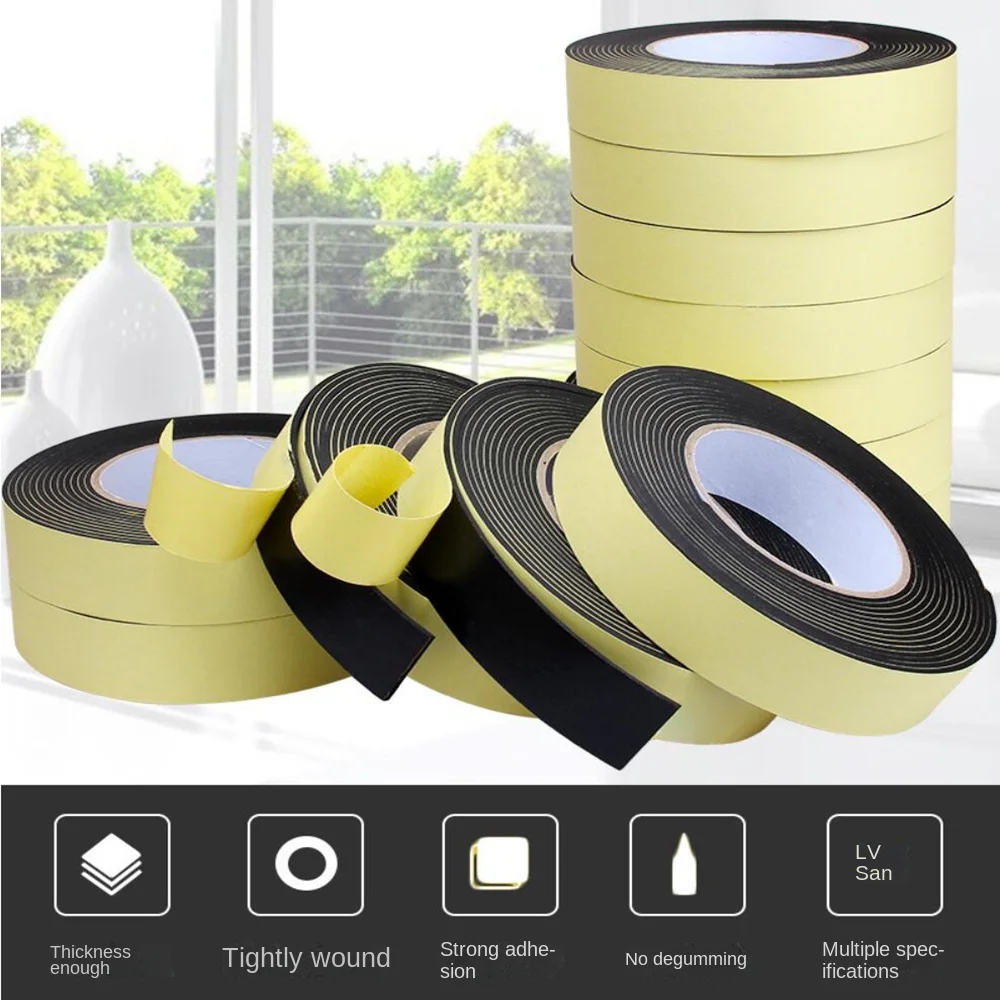 Sealing strip tape Sealing tape Sealing strip Waterproof tape 1MM 3MM 5MM 8MM 10MM thickness Strong adhesion EVA black sponge foam rubber tape anti-collision seal strip