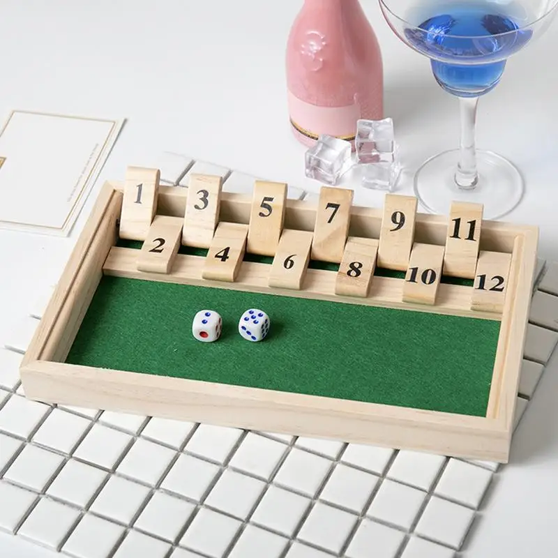 Dadi chiusi in legno gioco da tavolo classici chiudi la scatola gioco di dadi versione da tavolo con 12 numeri e gioco da tavolo da Pub  26