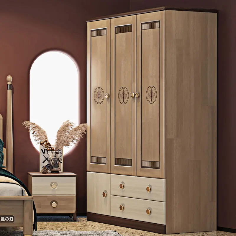 Children\'s Wardrobe Two-Door Three-Door Armoire with Two Drawers Modern Kids Bedroom Furniture Storage Locker