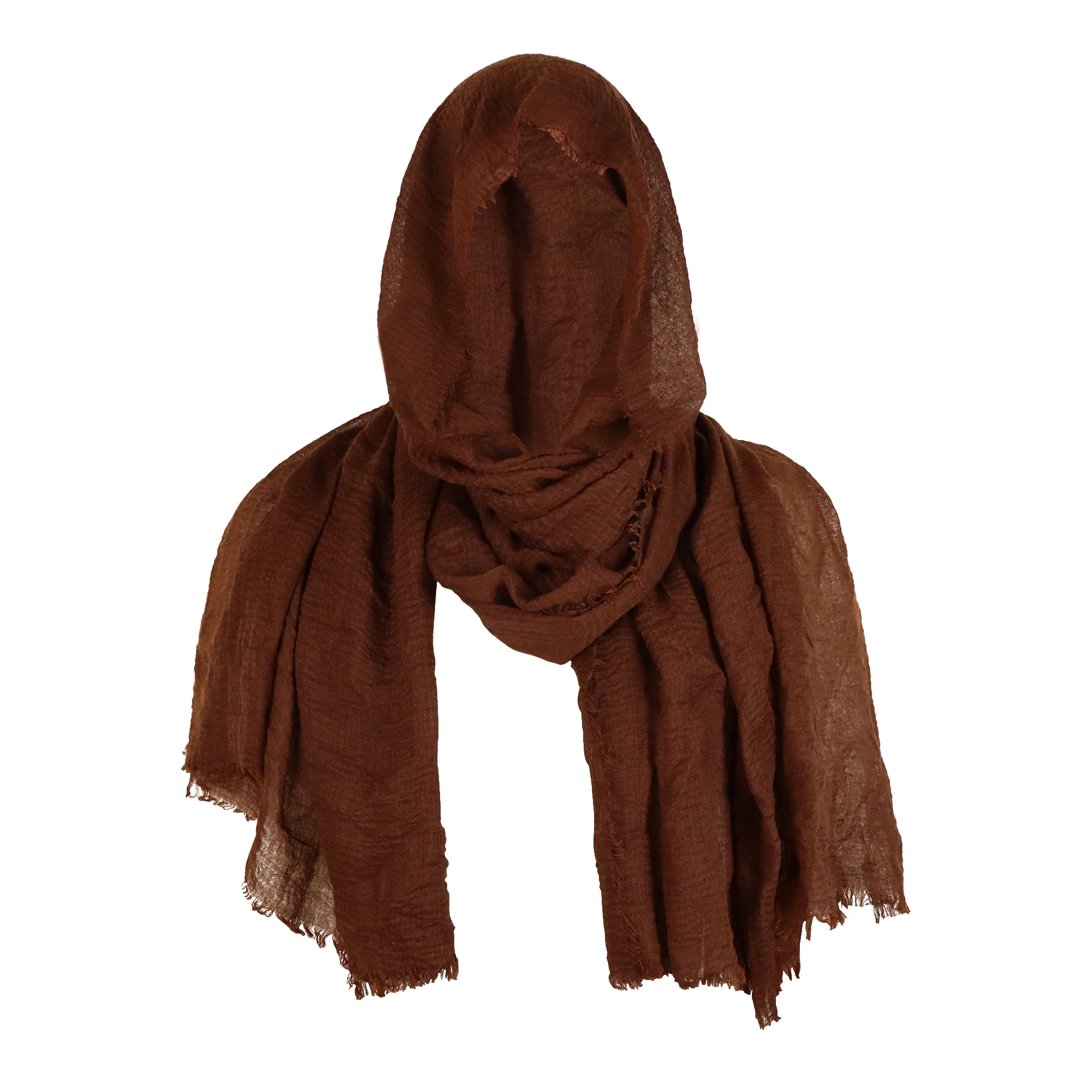 Close view of the hood draped over shoulders