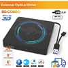USB 3.0 External Blu-ray Drive Portable 3D BD-Combo Optical Drives CD DVD Player Burner Reader for Laptop PC Windows 11/10 Mac