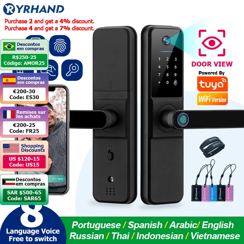 H01 Fechadura Biometric Nica Tuya Wifi Dijital Elektronik Ak ll Kap 