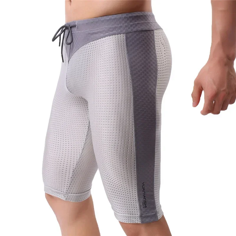 Men Quick Dry Long Boardshorts Gym Fitness Trunks Beach Board Shorts Mesh Breathable Short Pants Sexy Fashion Workout Joggers
