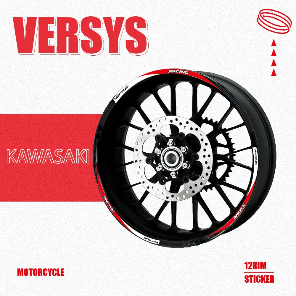 

For Kawasaki Versys 650 1000 X300 X400 Motorcycle Reflective tire decals Wheels Moto Stickers decoration protection rim sticker