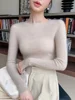 New Chic Women O-neck Slim Pullover Sweater Spring Autumn Simple Style Pure Color Long Sleeve 100% Merino Wool Knitwear Korean 3