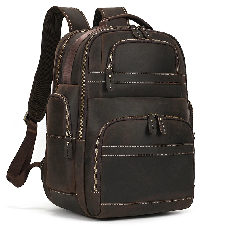 LUUFAN Genuine Leather Backpack For Men - Slim Laptop Daypack, USB Charging, Travel Business Bag - View #3