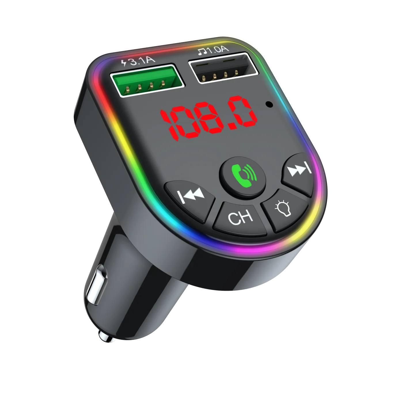 Car Cigarette Lighter MP3 Music Player FM Transmitter Connected Dual