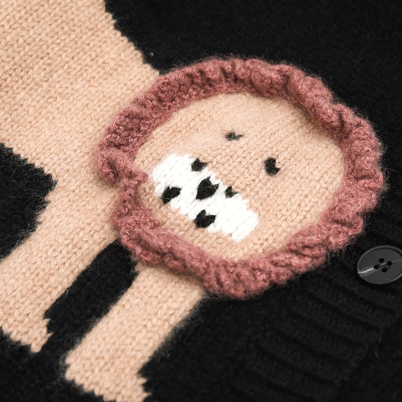 100% pure cashmere sweater for women Autumn/Winter High-grade loose-thickened Zoo Europe Station short sweater knitted cardigan 5